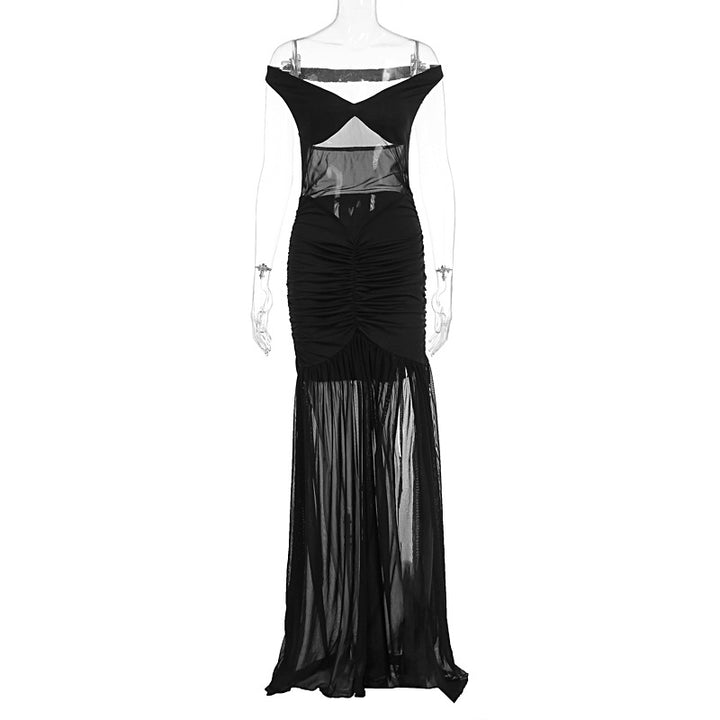 Damen elegantes Maxikleid mit transparenten Einsätzen und figurbetontem Schnitt Echo Archiv