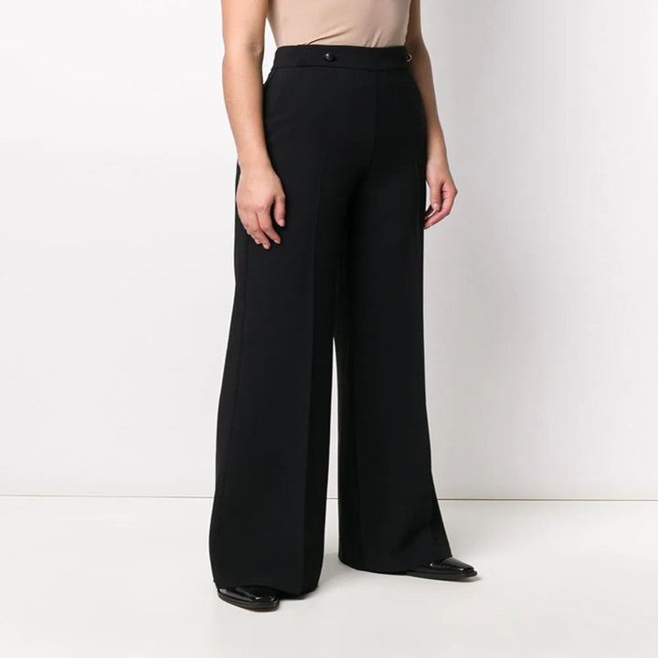 Damen Hochtaillierte Tailoring-Palazzohose mit Bügelfalte und weitem Bein Echoarchiv