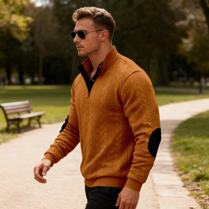 Herren Strickpullover mit modernem Kragen und eleganten Kontrastdetails Echoarchiv