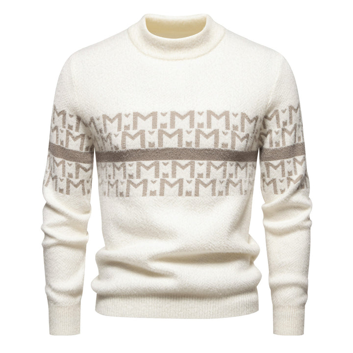 Herren Strickpullover mit modernem Zopfmuster und hohem Stehkragen Echoarchiv