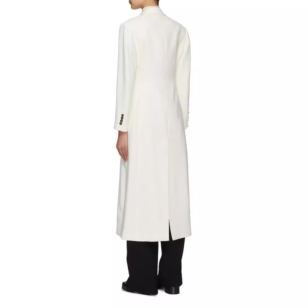 Damen Bodenlanger Schnittblazer-Mantel mit strukturierter Tailoring‑Silhouette Echoarchiv
