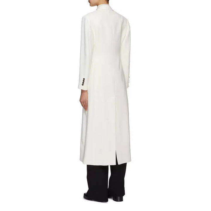 Damen Bodenlanger Schnittblazer-Mantel mit strukturierter Tailoring‑Silhouette Echoarchiv