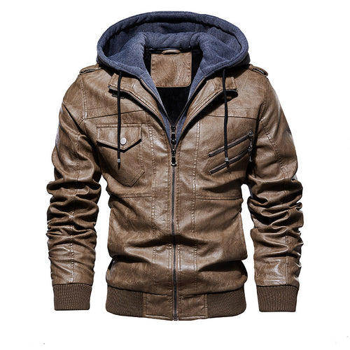 Herren Sportliche Kunstlederjacke mit Kapuze Echo Archiv