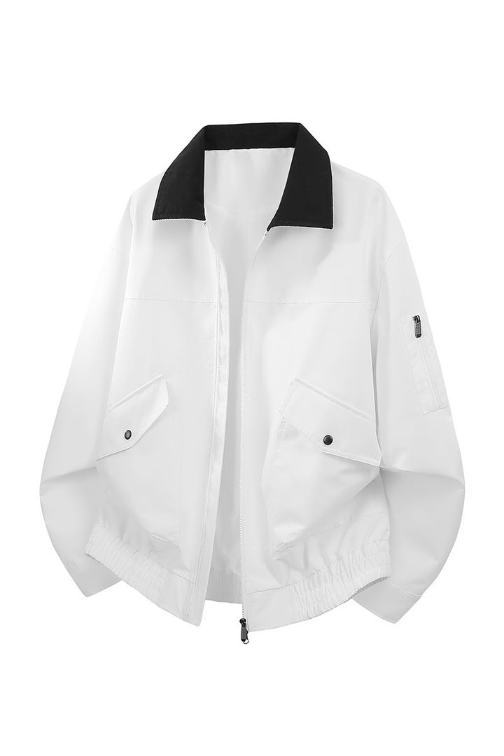Herren Oversize Bomberjacke im Worker-Stil mit Cordkragen, Pattentaschen und elastischem Saum Echo Archiv