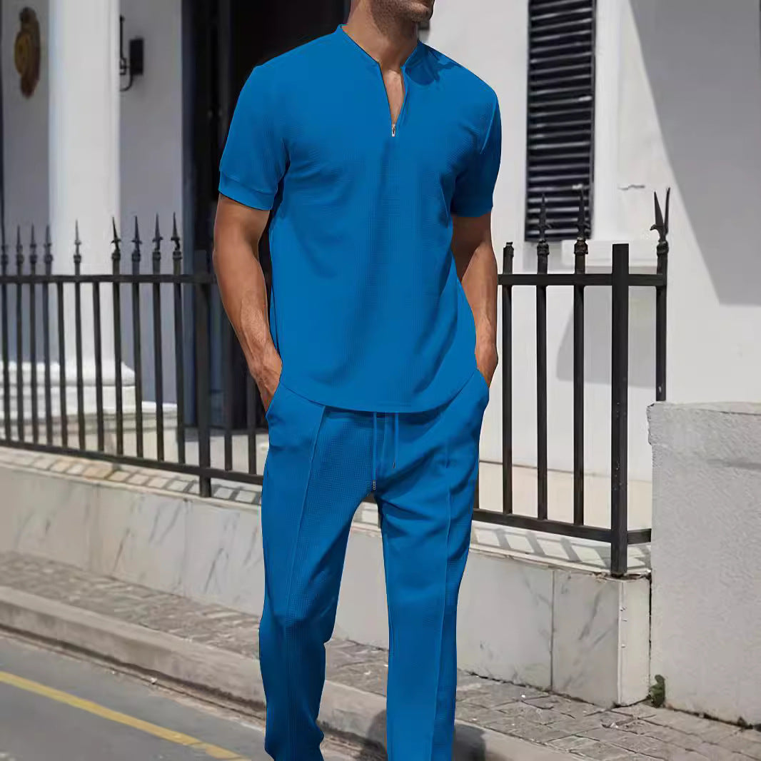 Herren sportliches Zweiteiler-Outfit mit modernem Reißverschluss und atmungsaktiven Materialien Echoarchiv