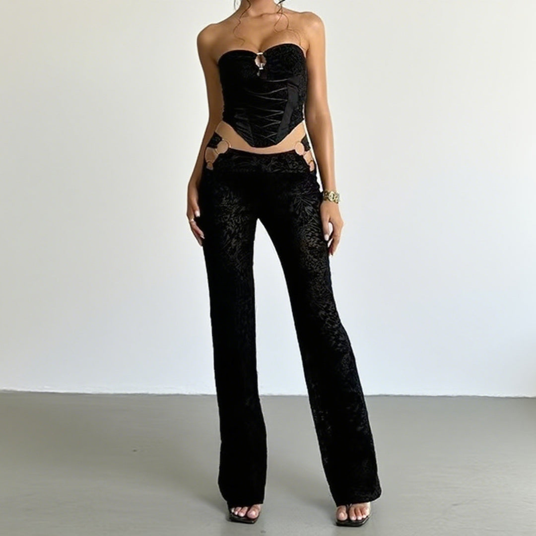 Damen Elegantes Zweiteiliges Set mit Bustier und High-Waist Hose Echo Archiv