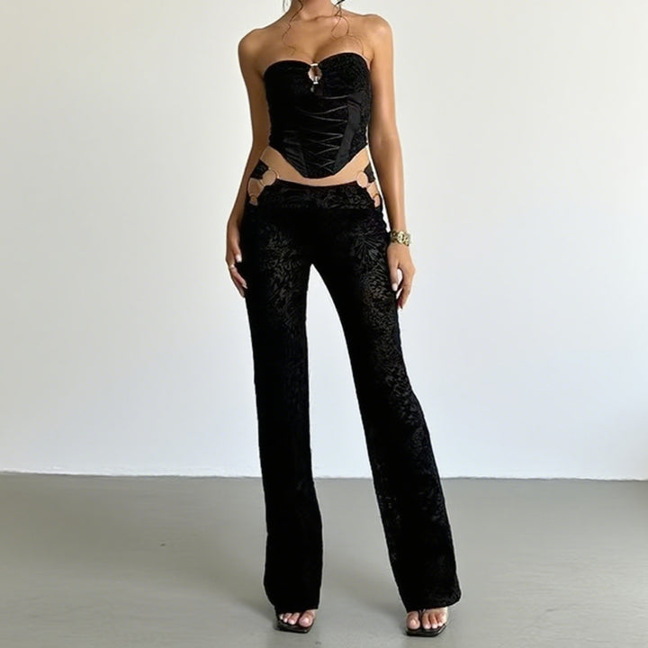 Damen Elegantes Zweiteiliges Set mit Bustier und High-Waist Hose Echo Archiv