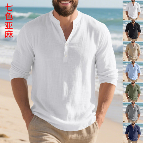 Herren Langarm-Henley-Shirt mit praktischem Knopfdesign und lässiger Passform Echoarchiv
