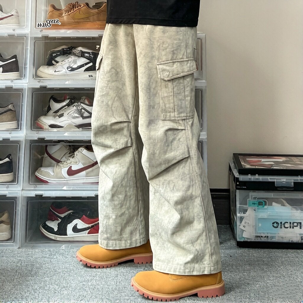Herren Funktionale Cargo-Hose mit weiten Beinen Echoarchiv