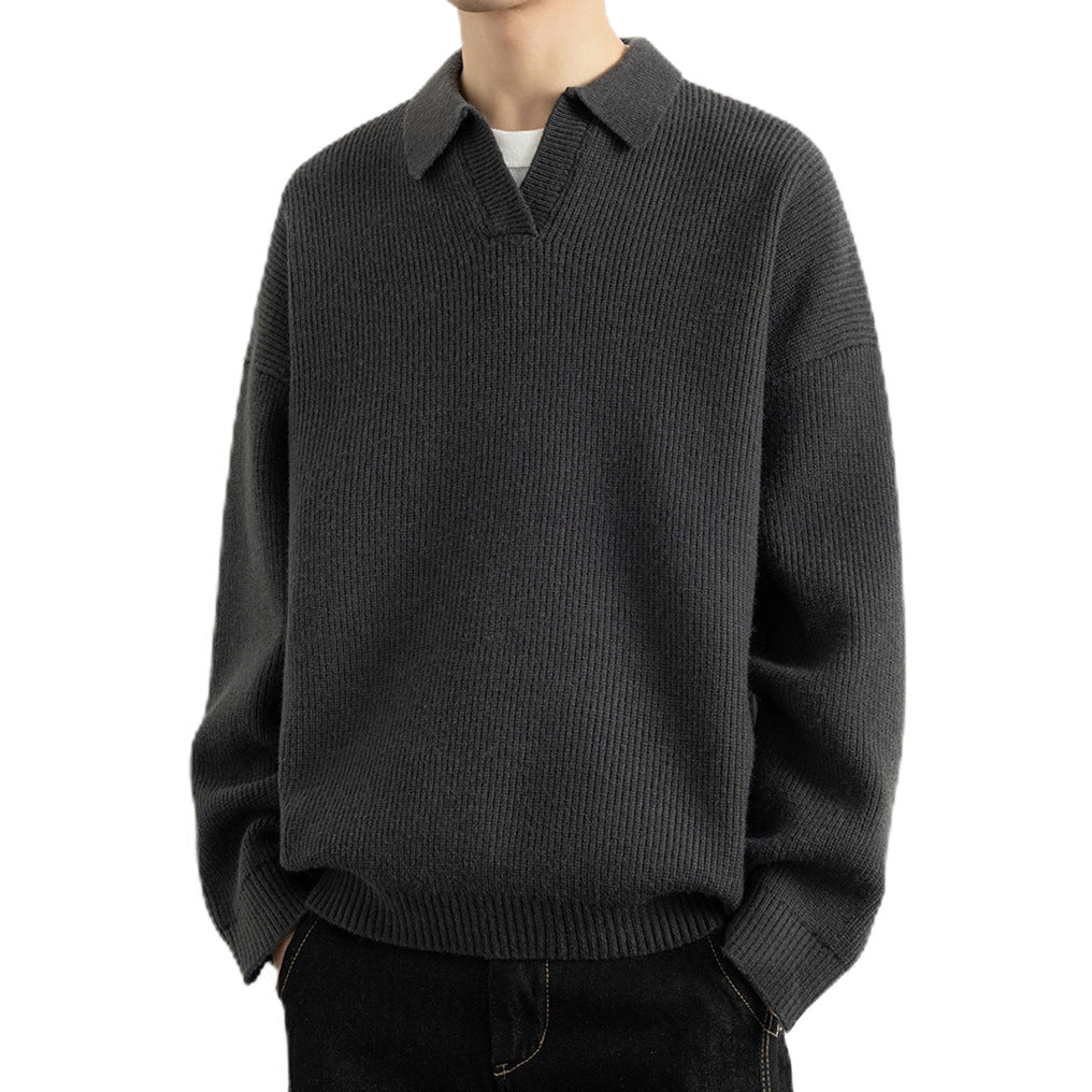 Herren Modischer Grobstrickpullover mit Kragen Echo Archiv