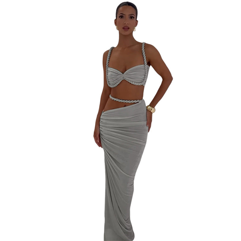 Damen Set mit crop Top und langem Rüschenrock Echo Archiv