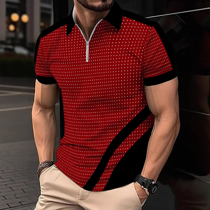 Herren Sportliches Kurzarm-Poloshirt mit modernem Reißverschluss Echoarchiv