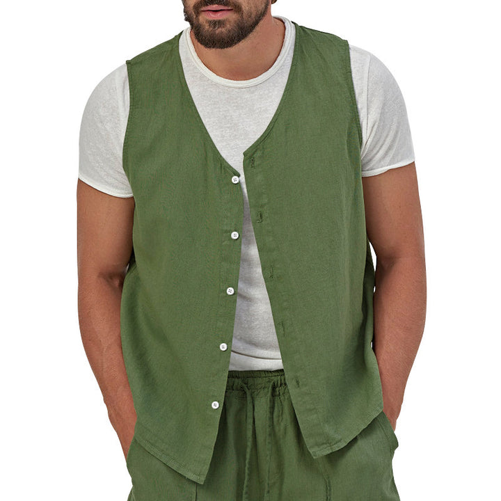 Herren ärmellose Weste mit Knopfleiste und bequemem Design Echoarchiv
