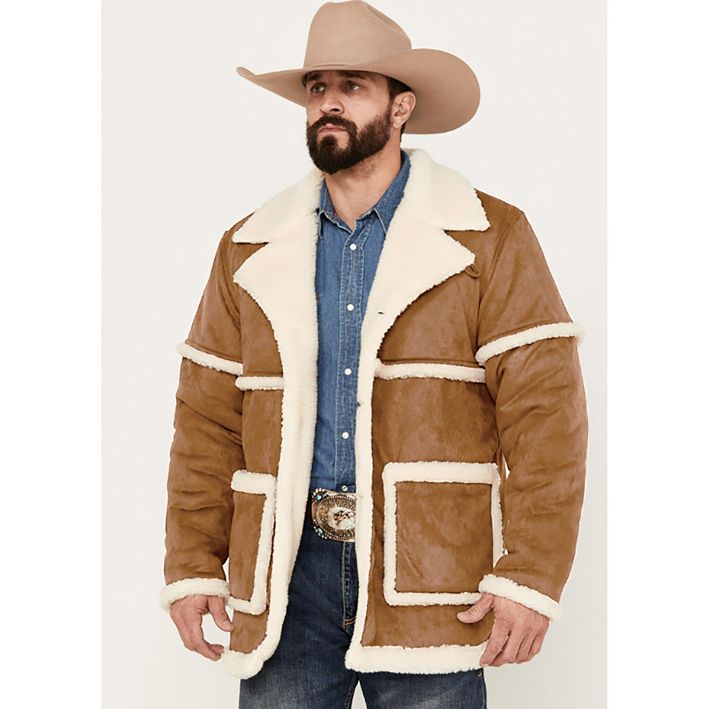 Herren Lammfelljacke mit großem Kragen und praktischen Taschen Echoarchiv