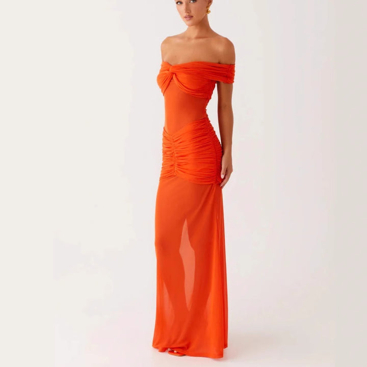 Damen Off-Shoulder Maxikleid mit raffinierten Drapierungen Echo Archiv