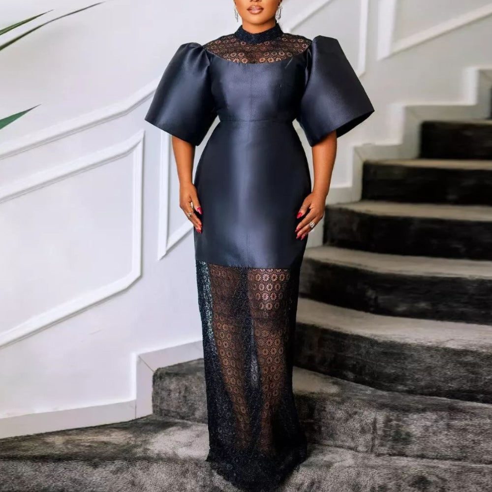 Damen Elegantes Spitze-und-Satin Abendkleid Echo Archiv