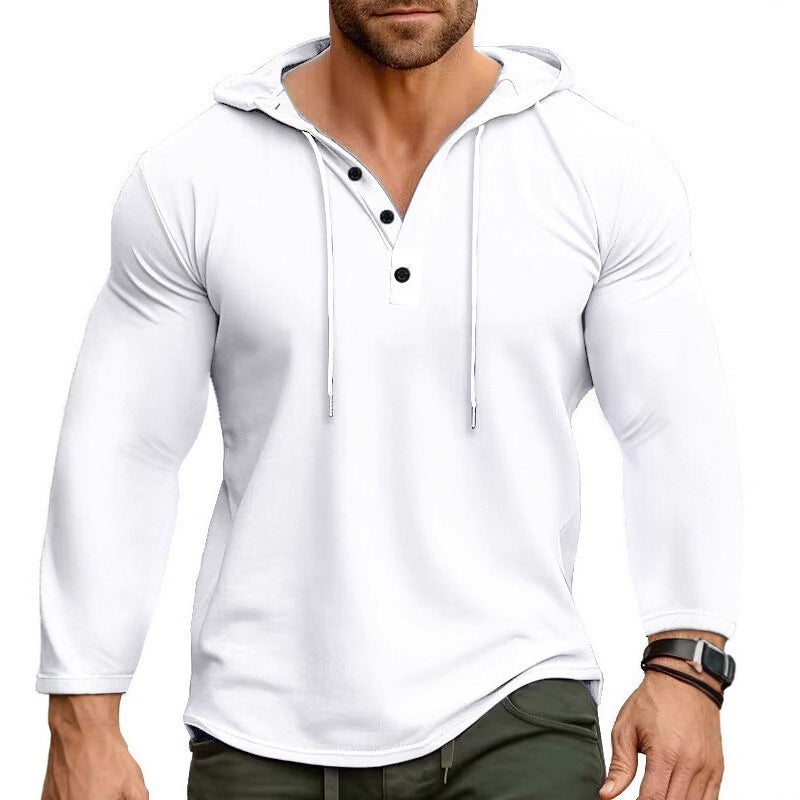 Herren Kapuzenshirt mit modernem Knopfverschluss und atmungsaktivem Stoff Echoarchiv