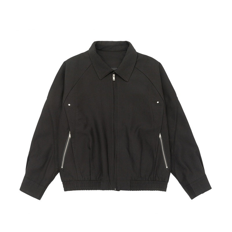 Herren Boxy-Übergangsjacke mit Hemdkragen, Raglanärmeln und Reißverschlusstaschen Echoarchiv