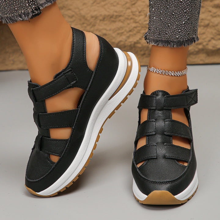 Damen Plateau-Sandalen mit geschlossener Zehenpartie und verstellbarem Klettverschluss – Sorelia