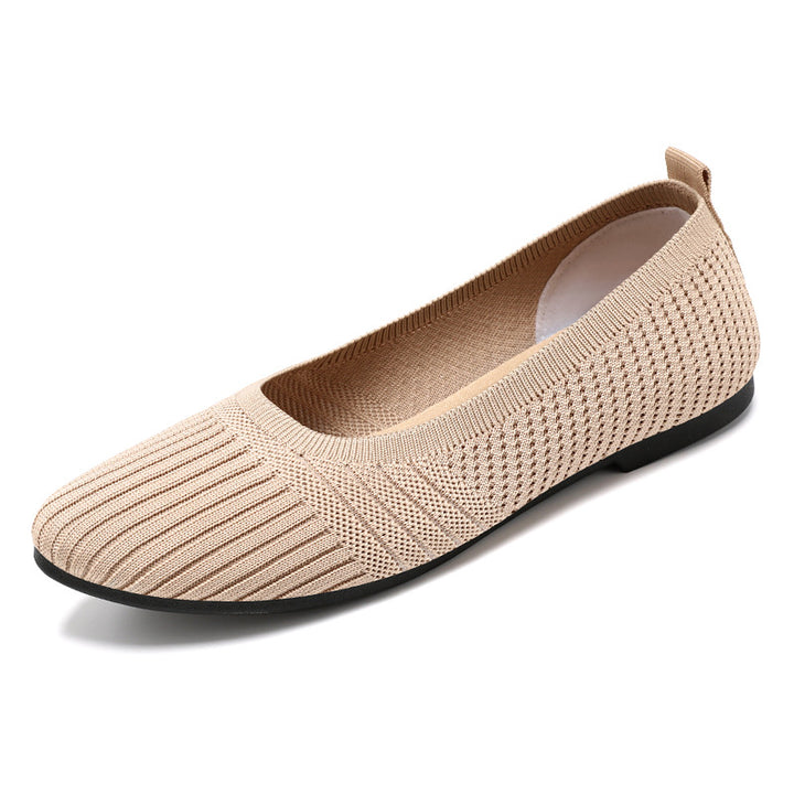 Damen nan gestrickter Ballerina-Slip-On mit sockenähnlichem Schaft, Memory-Komfortfußbett und flexibler rutschfester Laufsohle Echo Archiv