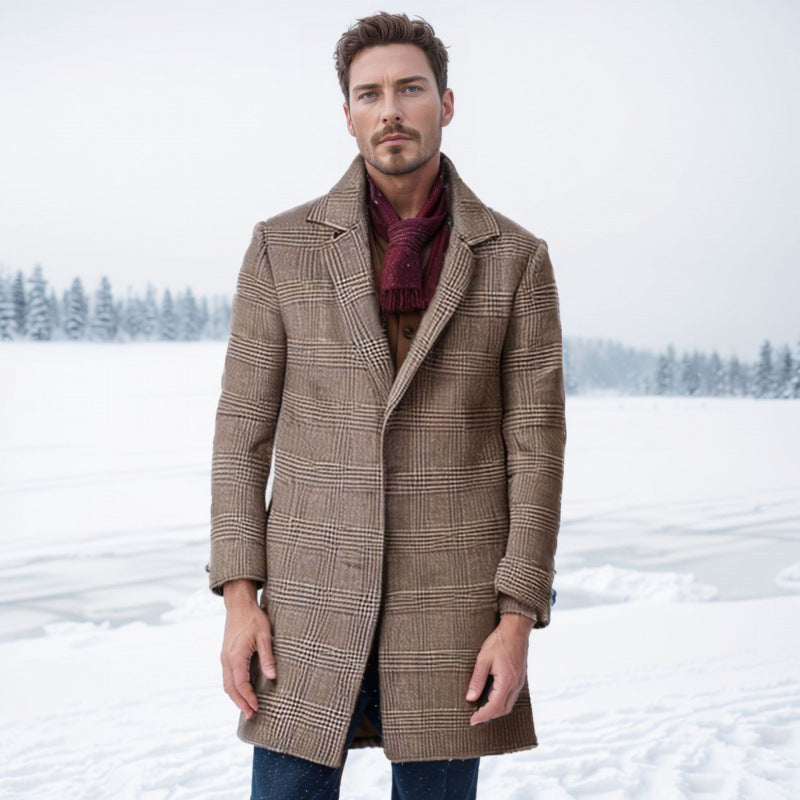 Herren Eleganter Karomantel mit wärmender Innenauskleidung Echoarchiv