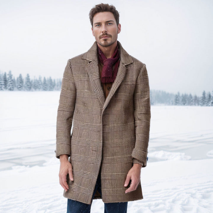 Herren Eleganter Karomantel mit wärmender Innenauskleidung Echoarchiv