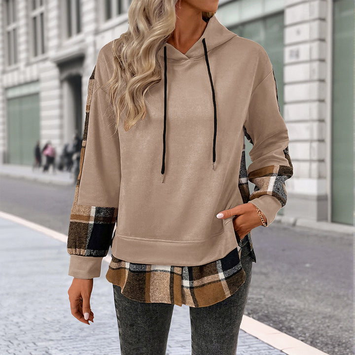 Damen Modische Kapuzenjacke mit Karomuster Echo Archiv