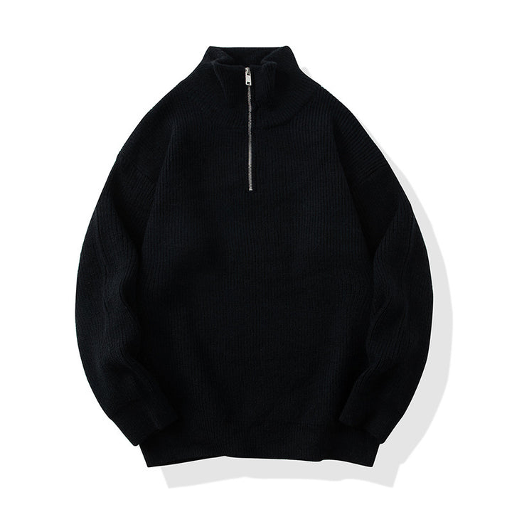 Damen Hochwertiger Strickpullover mit Stehkragen und Reißverschluss Echo Archiv