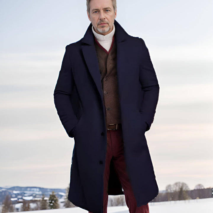 Herren eleganter, langer Wintermantel Echoarchiv