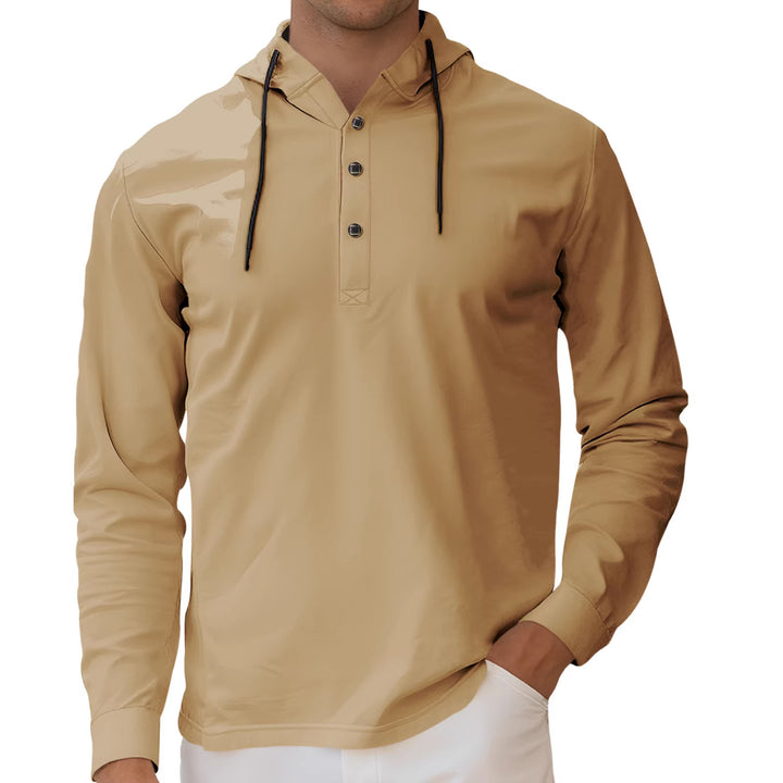 Herren nan Kapuzen-Henley Langarmshirt aus leichtem Stretchjersey mit Kordelzug Echo Archiv