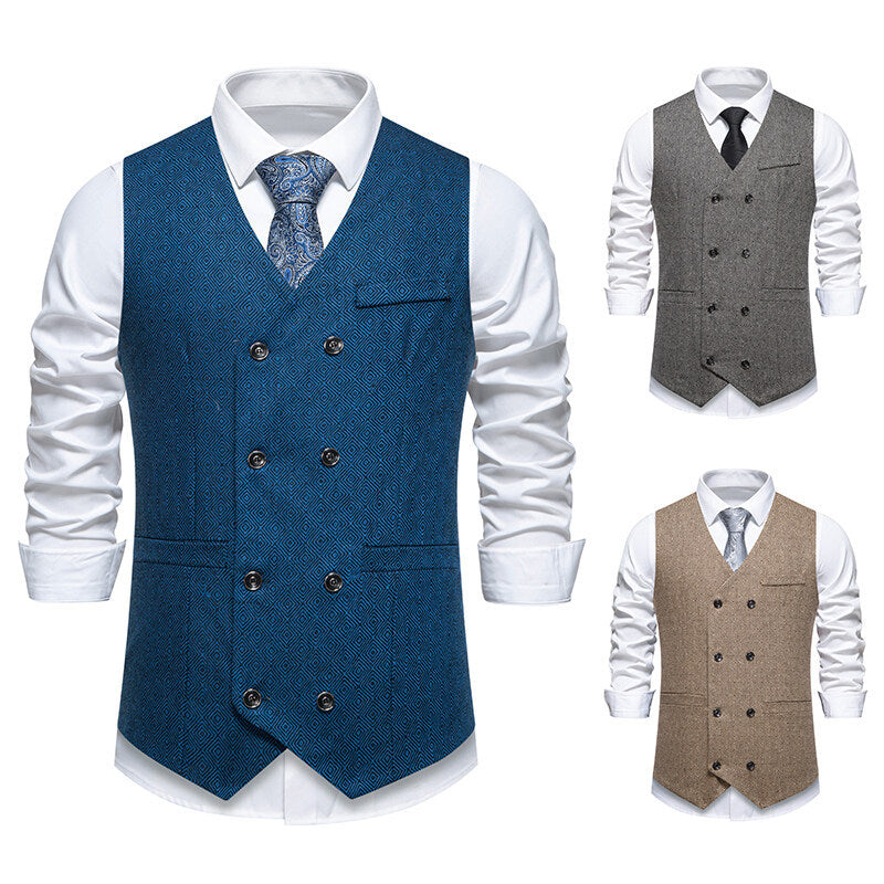 Herren elegante Doppelreiher-Weste mit dekorativem Muster Echoarchiv