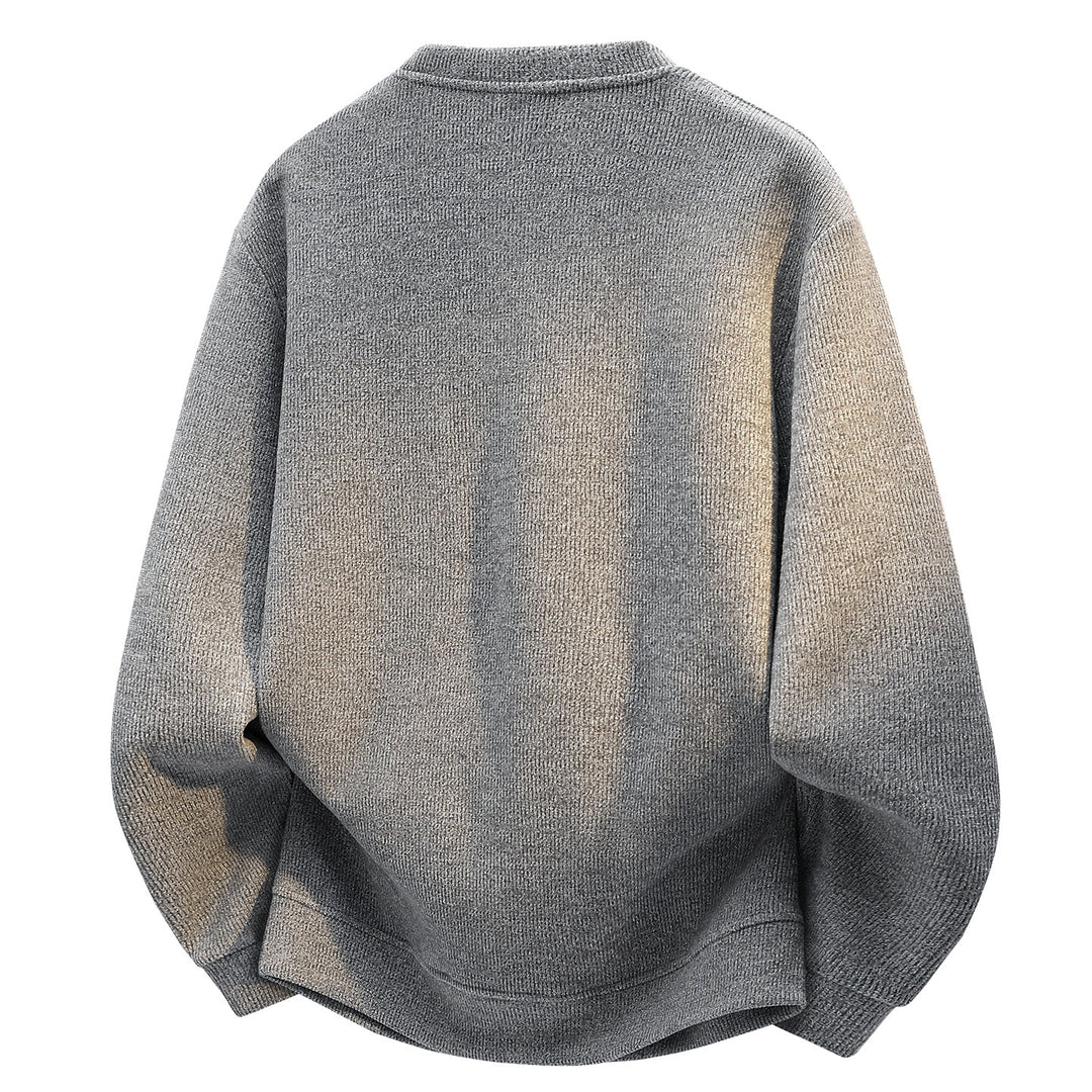 Herren Oversize Strukturierter Henley-Strickpullover mit dreifacher Knopfleiste Echoarchiv