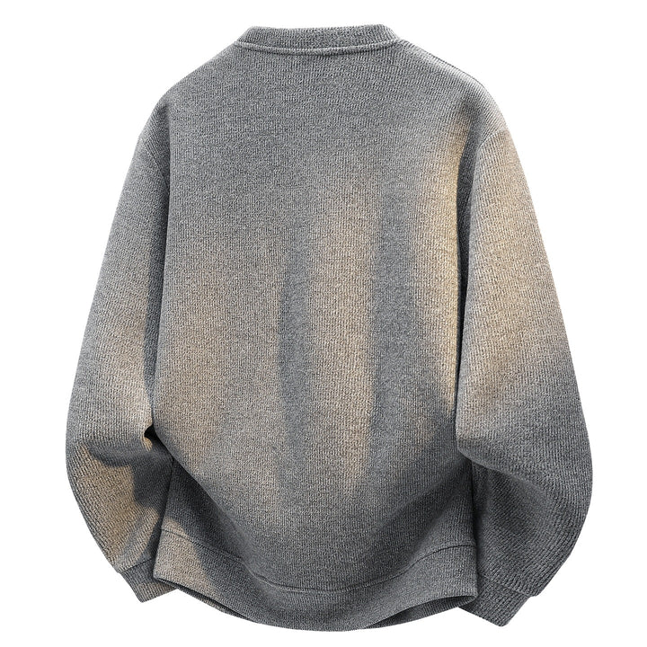 Herren Oversize Strukturierter Henley-Strickpullover mit dreifacher Knopfleiste Echoarchiv