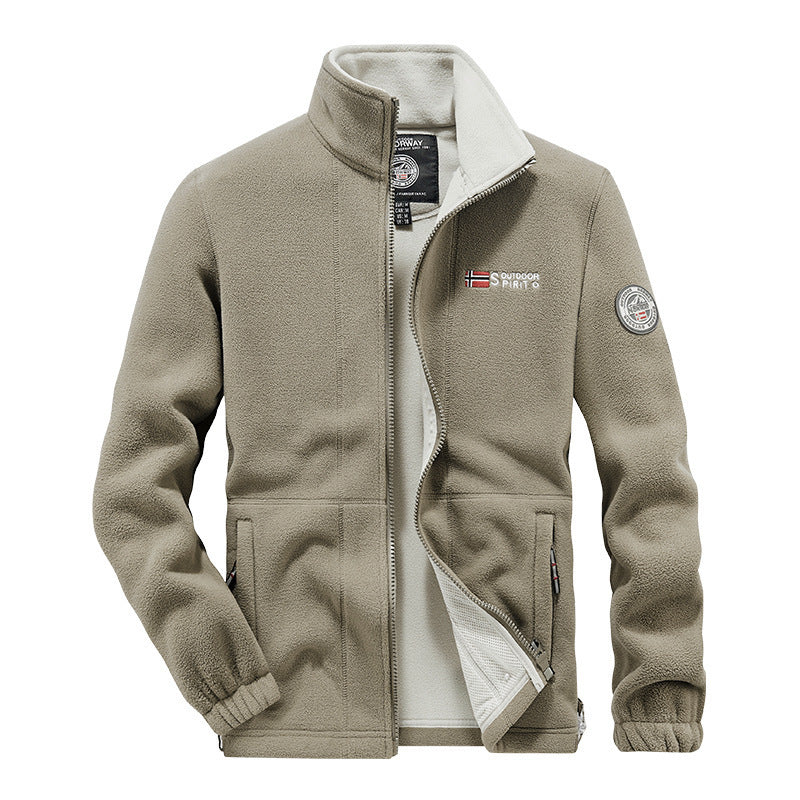 Herren Fleece-Outdoorjacke mit durchgehendem Reißverschluss, Stehkragen und Reißverschlusstaschen Echo Archiv