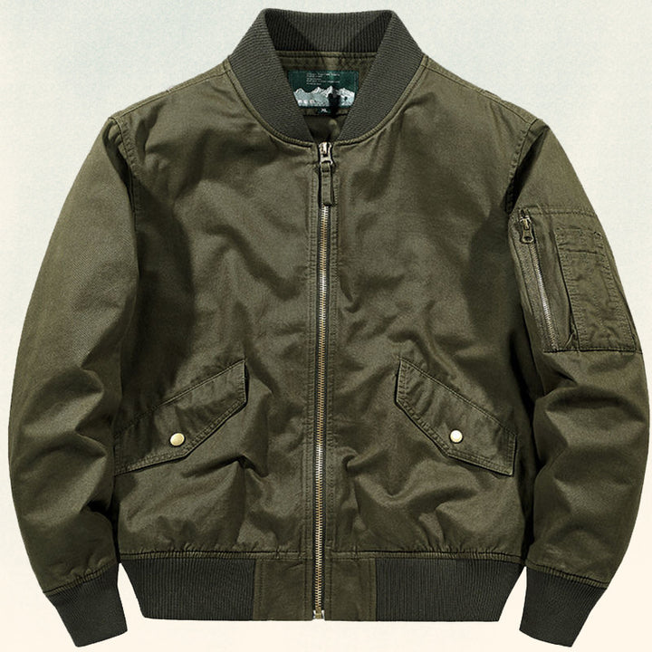 Herren Robust verarbeitete Canvas‑Bomberjacke mit Rippbündchen, Pattentaschen und Ärmelfach Echo Archiv