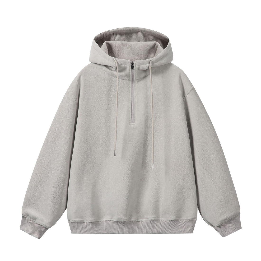 Unisex Oversize Fleece-Halbzip-Kapuzenpullover mit Kordelzug und Rippbündchen Echoarchiv