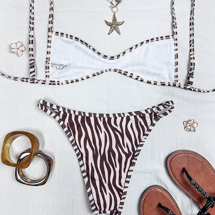Damen Triangel-Bikini mit sexy Netzdetail und floralem Muster Echo Archiv