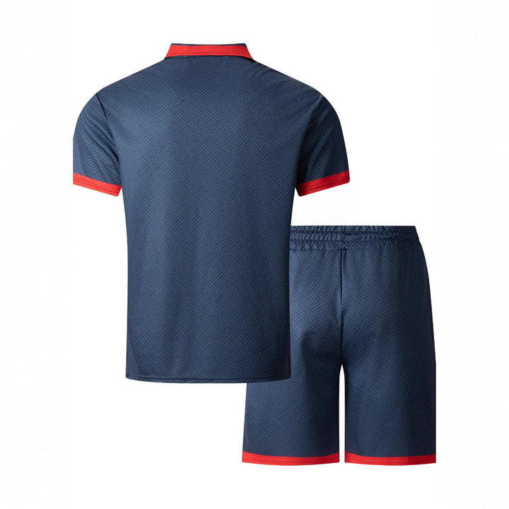 Herren sportliches Kurzarm-Set mit funktionalem Reißverschluss und farblich abgesetzten Details Echoarchiv