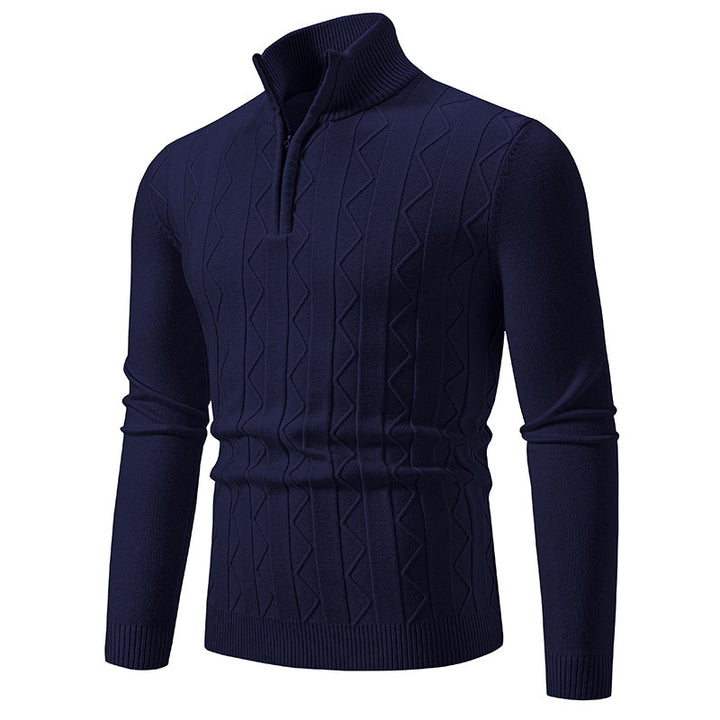 Herren eleganter Rollkragenpullover mit Zopfmuster und hohem Kragen Echoarchiv