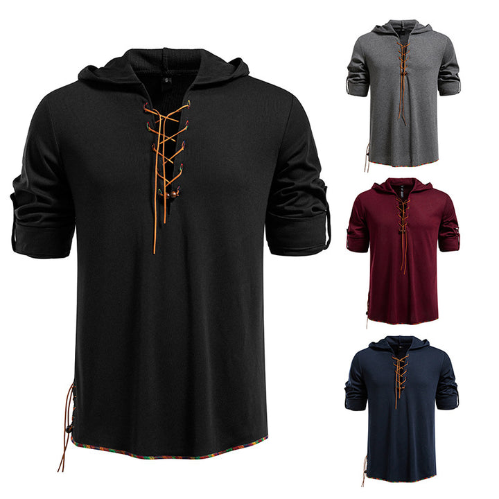 Herren lässiges Hoodie mit dekorativer Schnürung Echoarchiv