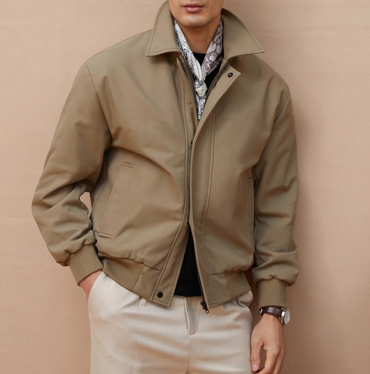 Herren klassische Harrington-Jacke mit Reißverschluss und Rippbündchen Echoarchiv