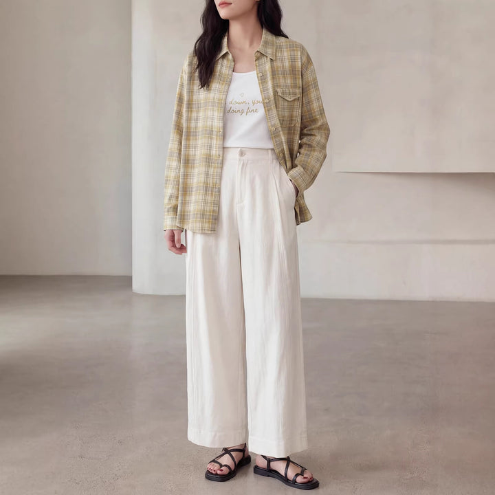 Damen Karierte Bluse mit Langärmeliger Jacke Echo Archiv