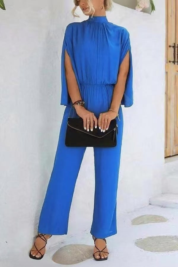 Damen eleganter Jumpsuit mit weitem Bein und Chiffon-Ärmeln Echo Archiv