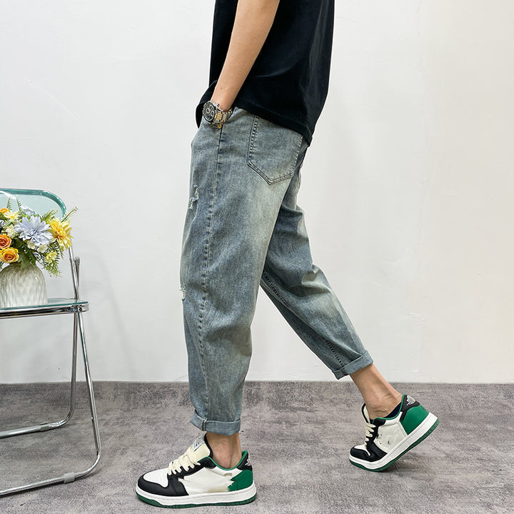 Herren Lässige Ripped Denim-Hose Echoarchiv