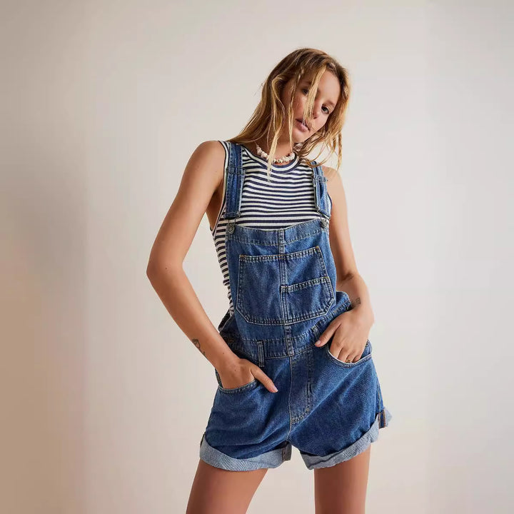 Damen Denim-Latzshorts mit modernen Details und praktischen Taschen Echo Archiv