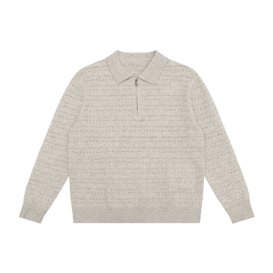 Herren Strick-Poloshirt mit Halbzipper und Strukturstrick Echoarchiv