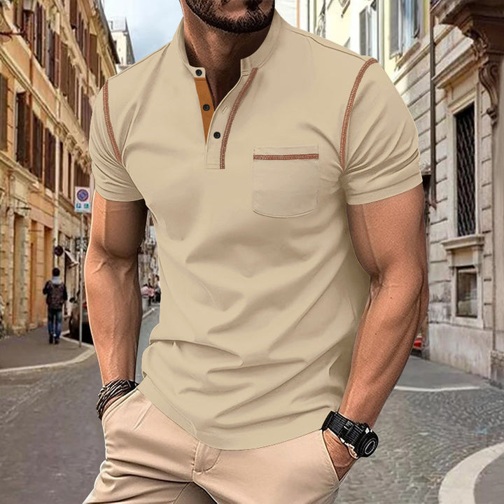 Herren modernes Polohemd mit funktionalen Details und Brusttasche Echoarchiv