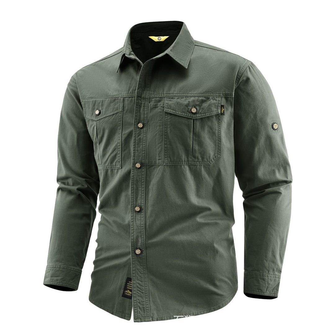 Herren Canvas-Overshirt im Field‑Style mit Brustklappen und durchgehender Knopfleiste Echo Archiv