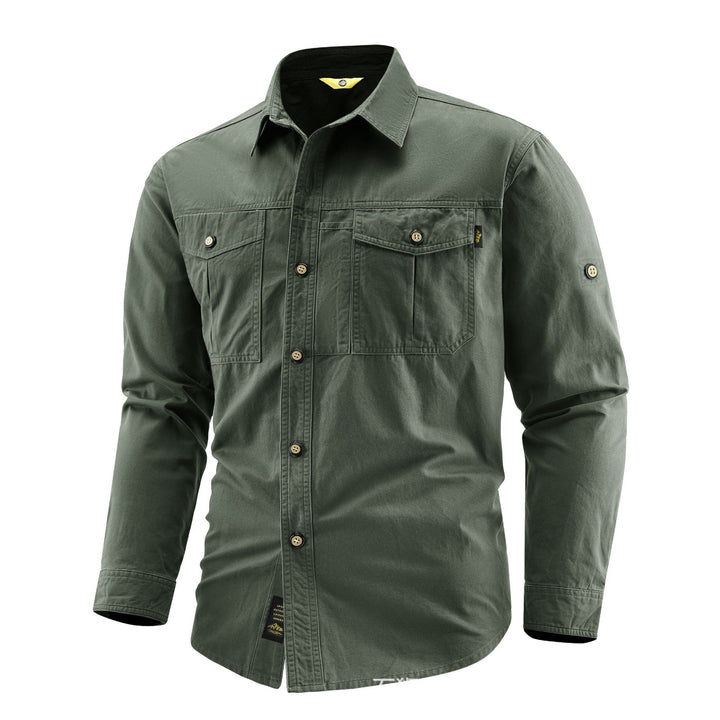 Herren Canvas-Overshirt im Field‑Style mit Brustklappen und durchgehender Knopfleiste Echo Archiv