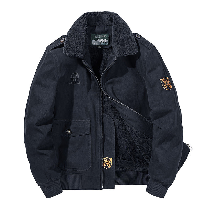 Herren nan gefütterte Pilot-Bomberjacke mit Teddykragen, verdecktem Reißverschluss und funktionalen Klapptaschen Echo Archiv
